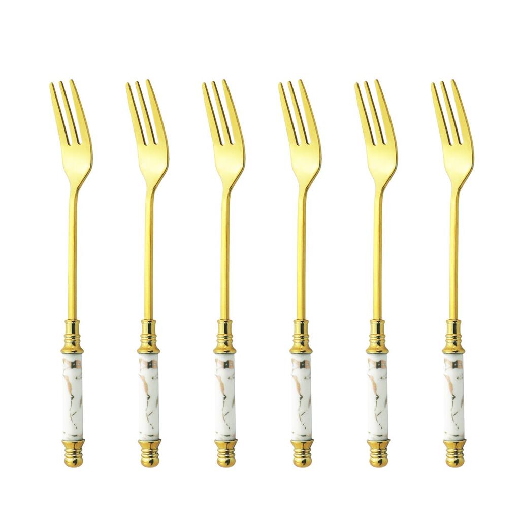 6 ks Příborová sada Mramorovaná keramická sada příborů Večeře Dezert Ovoce Dort Vidlička Stolní nádobí Nerezová sada nádobí