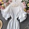 French Bellflower Fairy Mori Lotus Leaf Big Trumpet Sleeve Pleated Dress Mopping the Floor and Swinging Temperament Long Dress