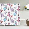 Cute Cat Shower Curtain Lovely Cartoon Funny Colorful Animal Pattern for Pet Kids Girls Fabric Bathroom Decor Curtains with Hook