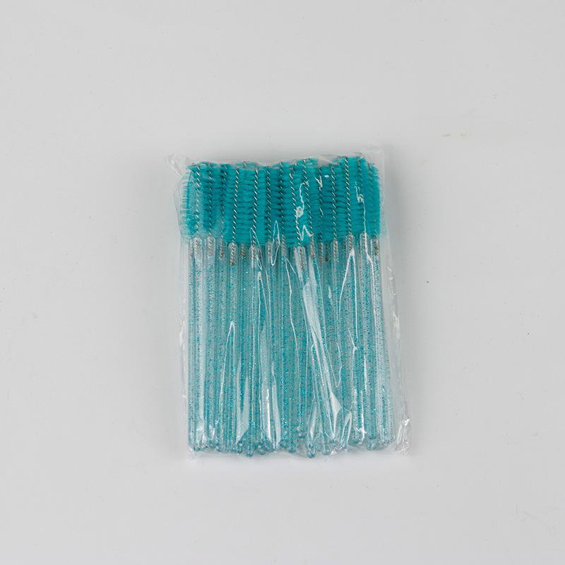 50-Piece Portable Crystal Rod Eyelash & Eyebrow Brush Set - Nylon Makeup & Extension Comb