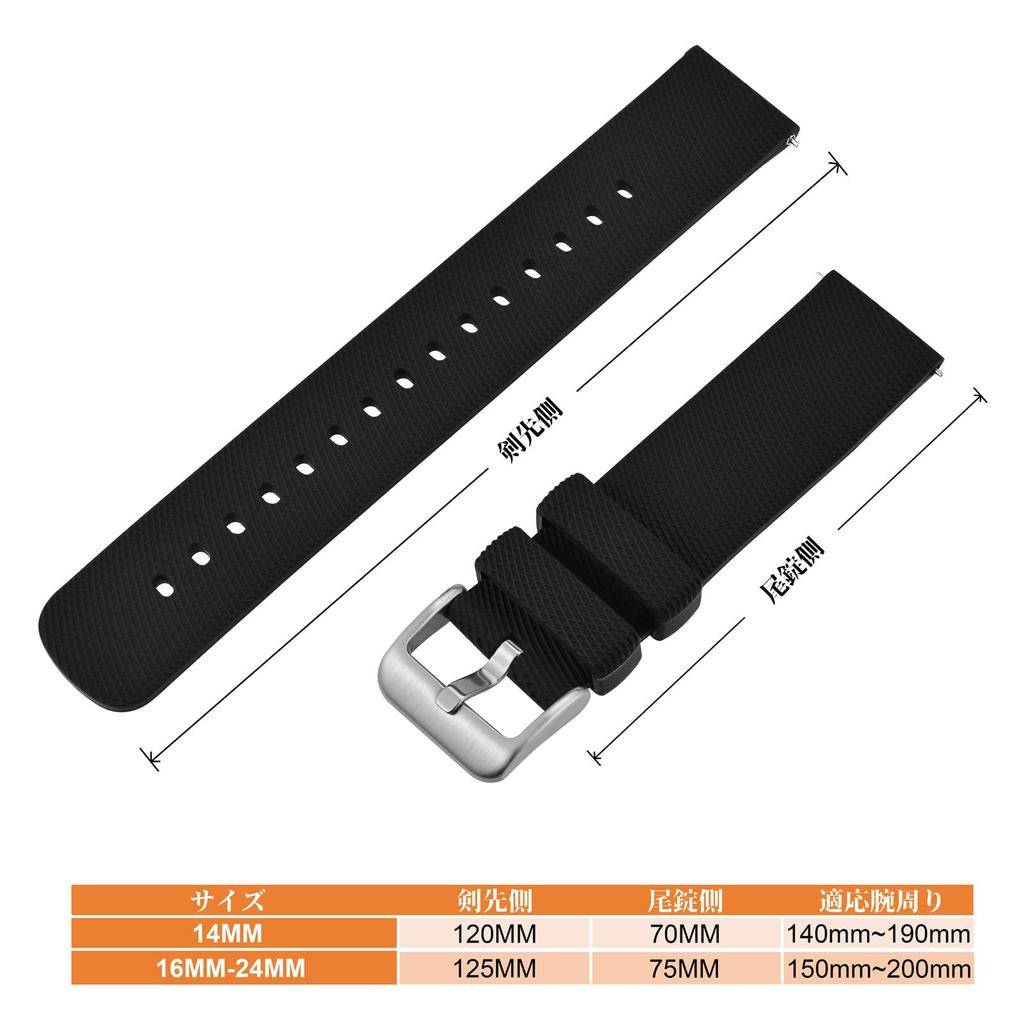 ANNEFIT 17mm Silicone Watch Rubber Replacement Strap with Quick Release Buckle Band, Black/Silver