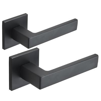 Kvadrato Black Square Door Handle Modern Slim Rosette
