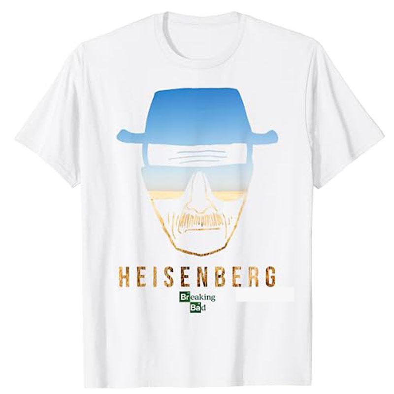 Breaking Bad Periodic Square T-Shirt I Am The One Who Knocks Blue Hue Portrait Tee Funny Heisenberg Desert Horizon Outline Tops