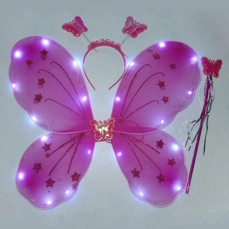 Scintillante Carina Sognante Fata Principessa Angelo Bacchetta Farfalle Ala Cerchietto Festa di Compleanno Halloween Cosplay Costume Accessorio