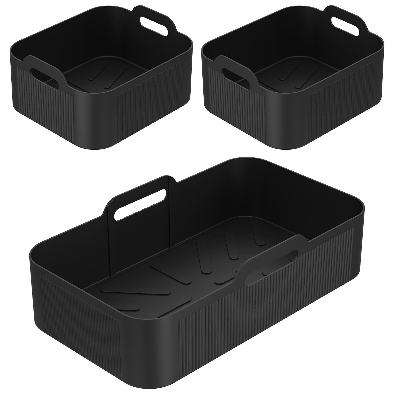 

Повітряна фритюрниця великої місткості Силіконова форма Термостійкі вкладиші для кошика повітряної фритюрниці Універсальні аксесуари для повітряної фритюрниці для духовки або пароварки чорний