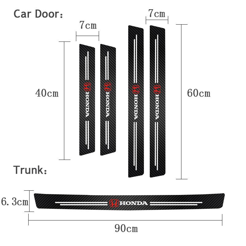 FPY1 5Pcs Carbon Fiber Car Threshold Scratch Protection Sticker For Honda Civic FIT CRV Accord CRZ CRX Jazz HRV Stepwgn Insight Pilot