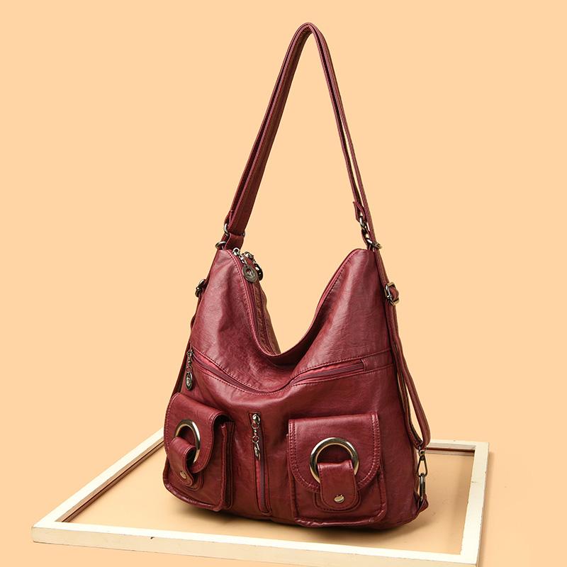 Damen-Umhängetasche aus weichem Leder, große Kapazität, Damentasche mittleren Alters