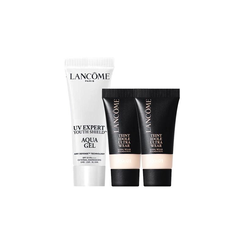 Lancôme Белый тюбик зеленый набор чистых образцов увлажняющая защита от солнца УФ-защита + Маленький белый тюбик солнцезащитный крем 10 мл + po-01# 5 мл*2 белый