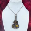Tiger's Eye Gemstone Pendant Copper Wire Wrapped Jewelry Handmade Guitar Pendant