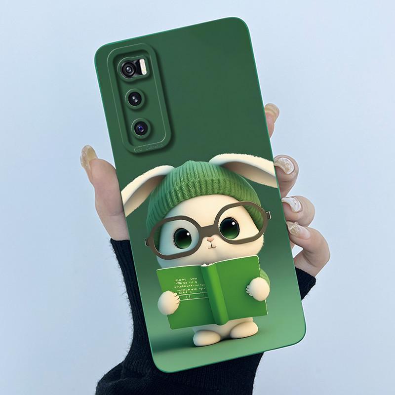 For Vivo V20 SE Case V2022 V2023 Lovely Cartoon Cat Liquid Silicone Soft TPU Shockproof Bumper For Vivo V20SE Phone Cover Funda