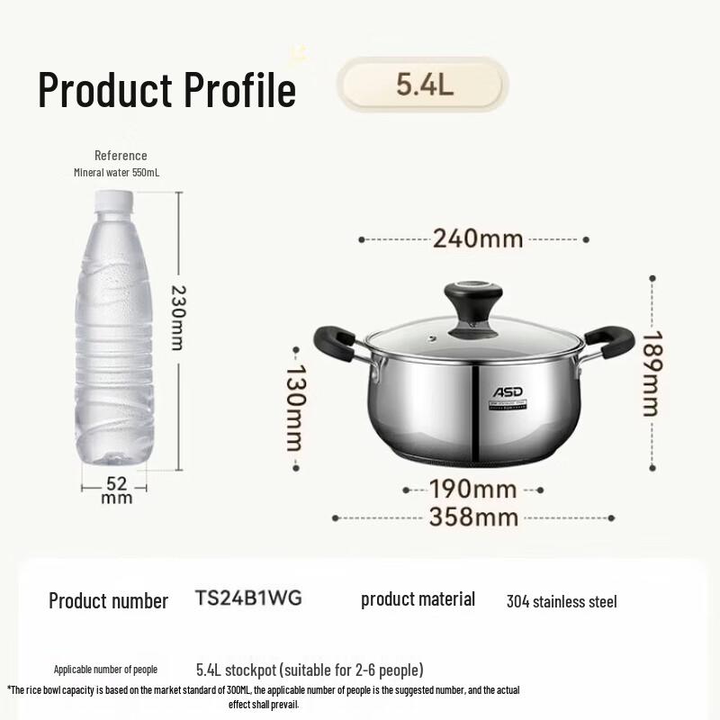 ASD 304 Stainless Steel Stockpot