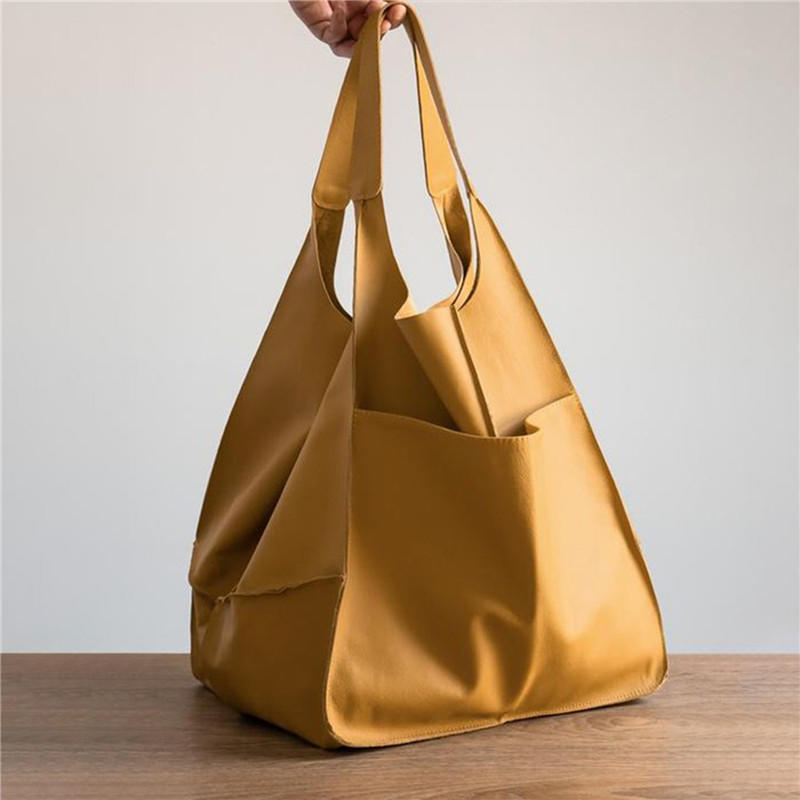 Women Large Capacity PU Leather Handbag Retro Fashion European And American Casual Soft One-Shoulder Diagonal Bag