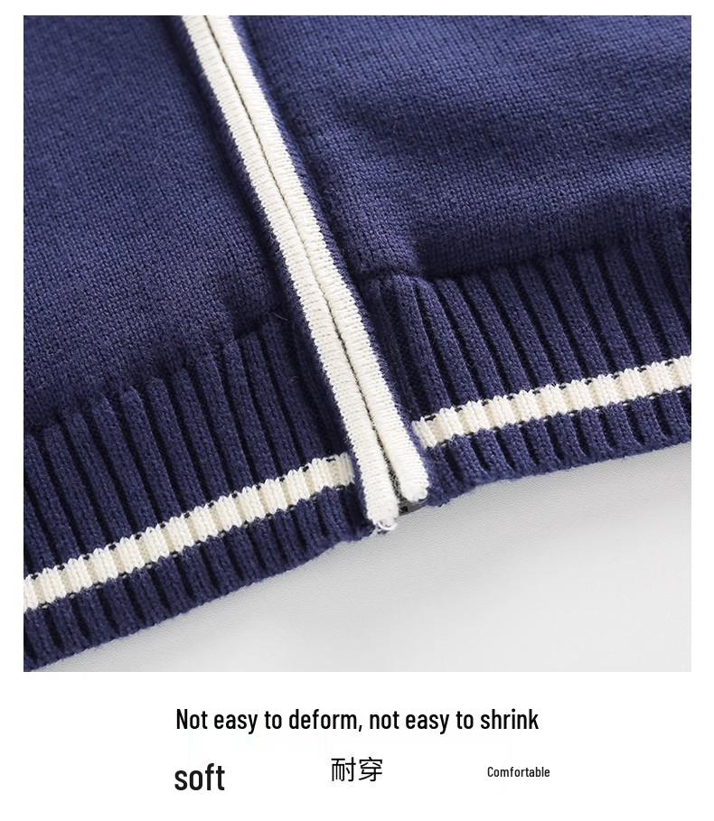 Cardigan zippé en tricot rouge pour garçon: Doublé polaire, Pur coton, Laine épaisse pour l'automne/hiver