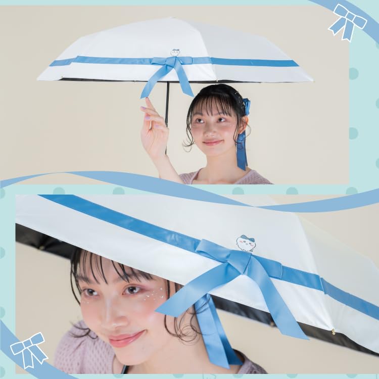 Praised Shading Rate Cut Rate Sunny and Rainy Folding Hachiware Important Blue Ribbon That Ties [2025] Wpc. Parasol, Shading, Chiikawa, Ribbon, Mini,