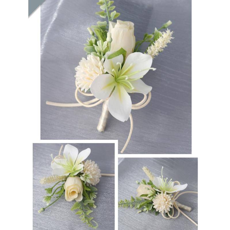 Wedding Boutonnieres Flower Decoration Corsage Flower Artificial Floral Wedding Props Elegant Flower Decors