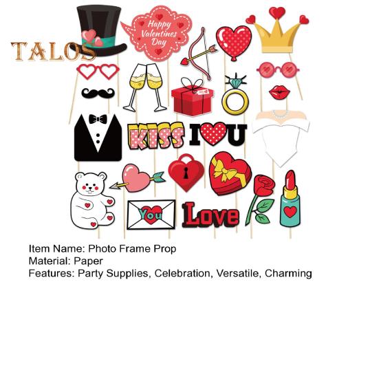 Ramă foto de Ziua Îndrăgostiților, ramă selfie pentru cabină foto de petrecere cu inimioare, sărutări, trandafiri, recuzită pentru ziua de naștere și aniversare