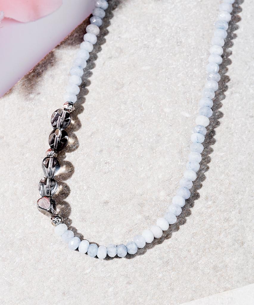 Polalita Sky Blue Gray Crystal Point Necklace (Plt-Nl-014_Bl)