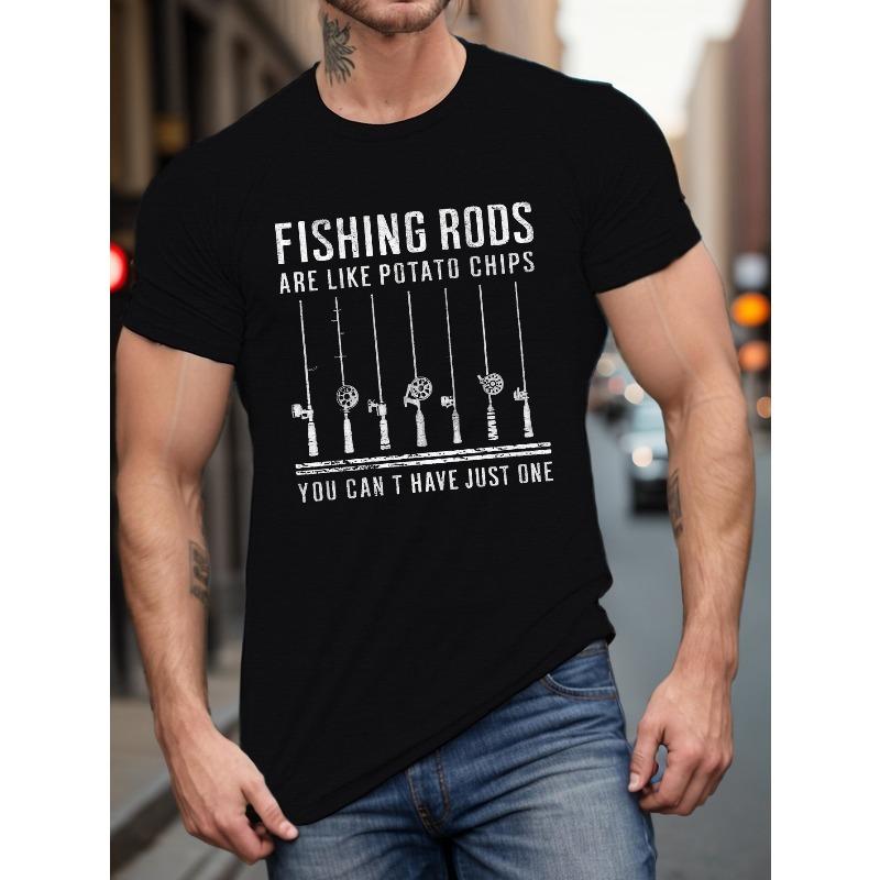 

Men s Summer T-Shirt - Casual Crew Neck with Unique Potato Fishing Graphic, Machine Washable, PLUS SIZE XL