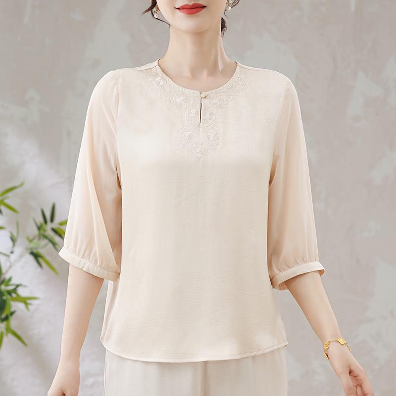Yu Zhaolin Women s Elegant Embroidered Spring Blouse 2XL