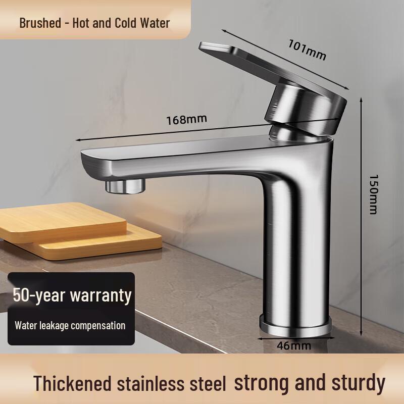 Stainless Steel Hot & Cold Bathroom Sink Faucet