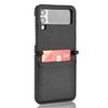 Applicable To Samsung Z Flip4 Folding Screen Mobile Phone Case Card Wallet ZFlip3 Mobile Phone Leather Case One-piece Lychee Pattern