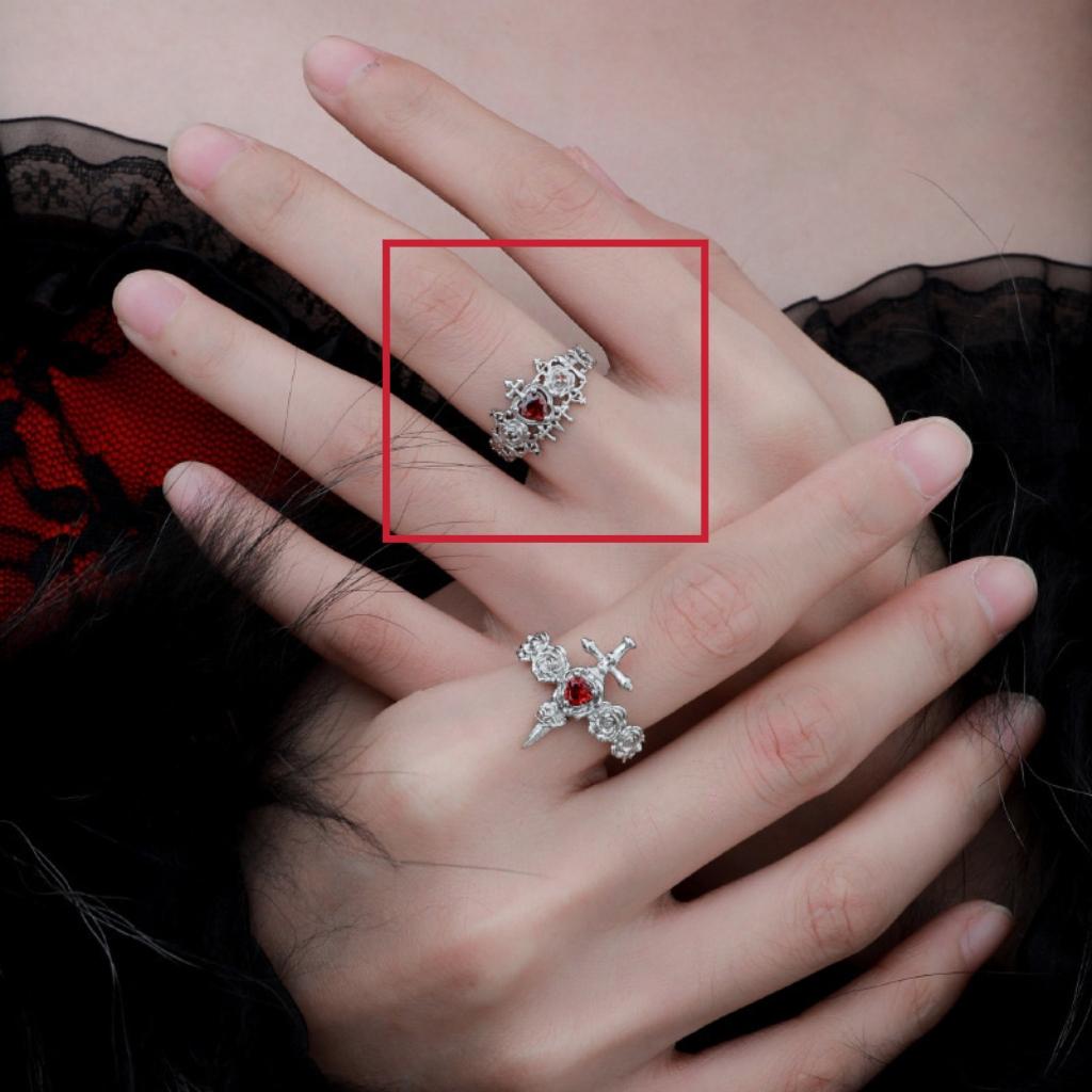 

925 Sterling Silver Jewelry Geometric Red Zircon Cross Crown Finger Rings for Women Wedding Party Jewelry For Girls Friend Gift