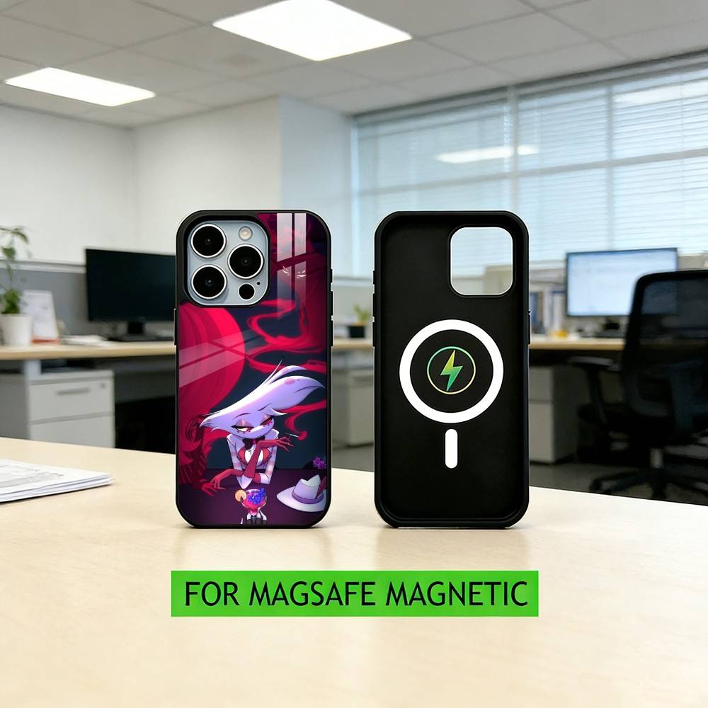 H-hazbin Hotel Angel Dust Phone Case For iPhone17,16,15,14,13,12,11 Plus,Pro Magnetic For Magsafe Wireless Charging