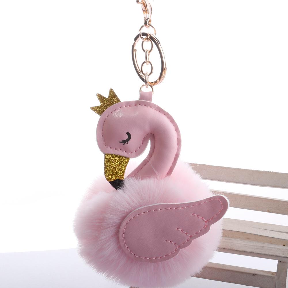 Swan Shape Hair Ball Key Chain Pendant Bag Pendant Handicraft Gift