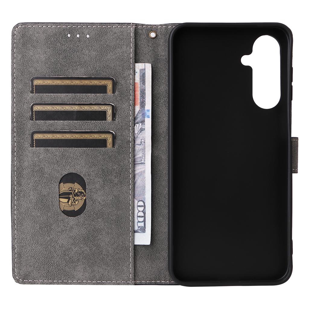 Etui portfelowe dla Samsunga Galaxy M36 5G z blokadą RFID, wykonane ze skóry PU, z podstawką i paskiem