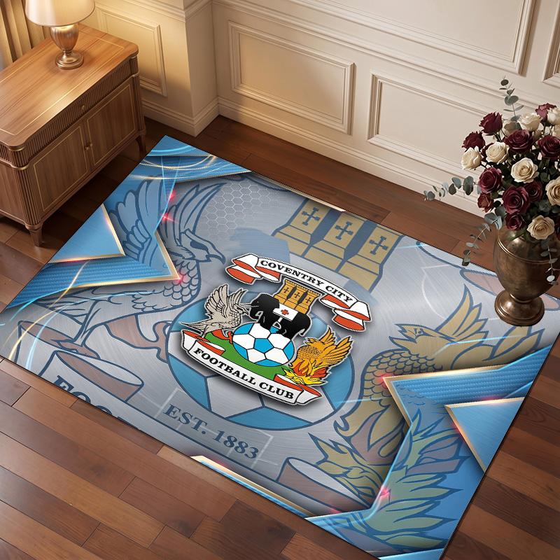 Tappeto in Velluto di Cristallo con Stampa del Coventry City Football, Comodo Assorbente d'Acqua Antiscivolo Tappeto per Pavimenti Interni