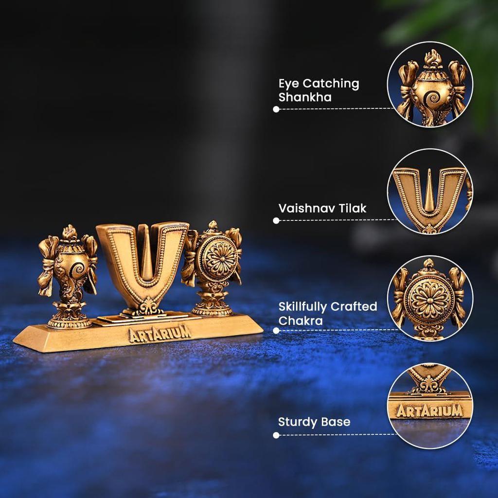 Vaishnav Tilak Sankh Chakra Tilak of Lord Vishnu for Home Temple & Office Material- Resin & Marble Dust