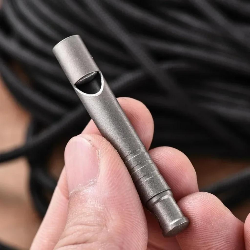 Outdoor Titanium Emergency Whistle Survival Safety MINI Whistle EDC Whistle Necklace Hiking Camping Trip Explore Survival