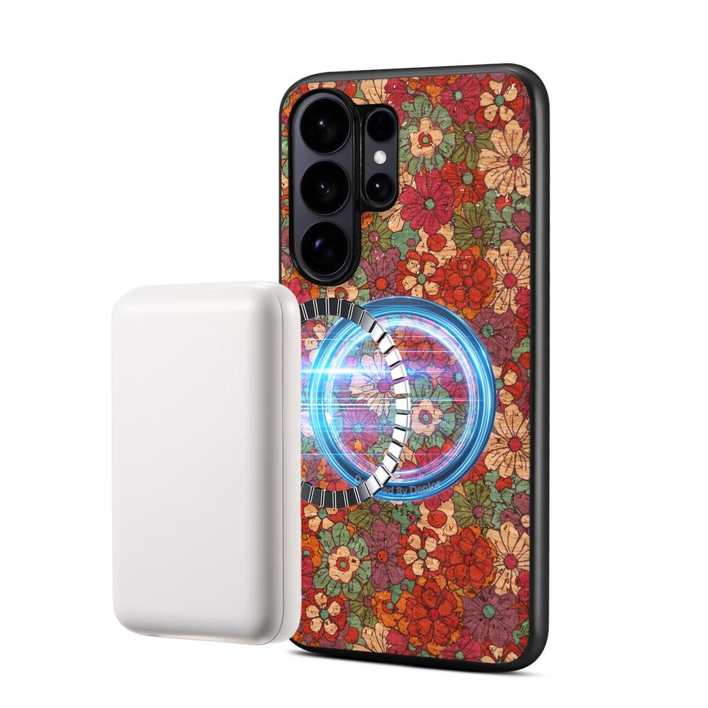 Samsung S26 Ultra Floral Magnetic Leather Case with Card Slot - Fits S23, S24 FE, S25