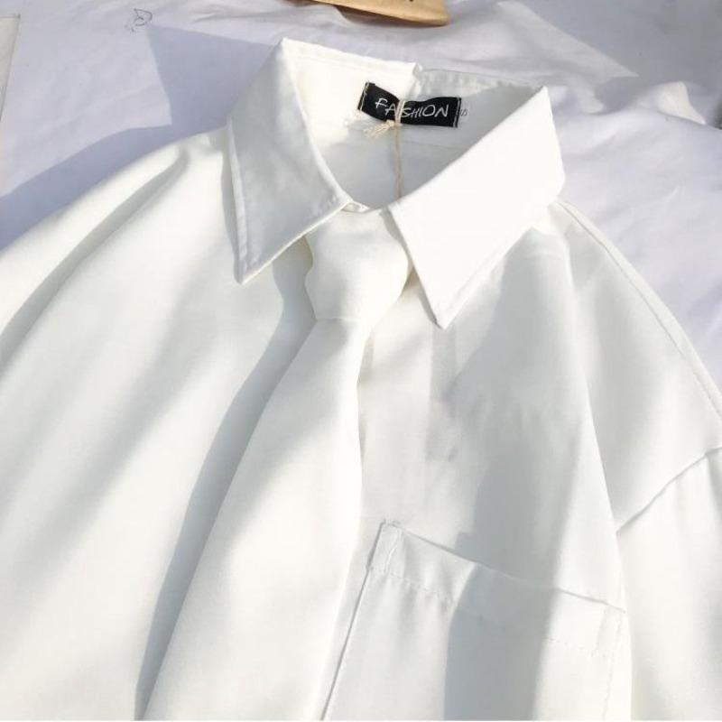 Shirt women's retro Hong Kong flavor design sense niche top spring and autumn new loose student shirt