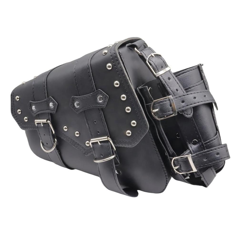 SZYUMO Motorcycle Side Large PU Travel Bag with Water Bottle Universal Motorcycle Saddlebag Bag, Capacity, Leather, Waterproof, Bag, (Left Side)