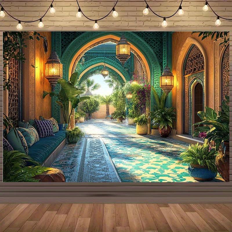 1 Mediterranean Garden Theme Background Cloth - Detailed Design Lightweight Decoration Event Background Festival Organizer