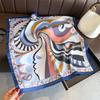 Women S Geometric Abstract Printed Silk Like Square Scarf For Sun Protection