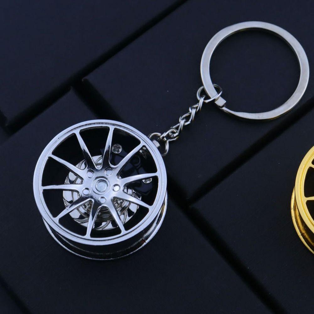 Rotatable Wheel Hub&Brake Keychain Zinc Zinc Zinc Alloy Car Accessories Keychain Wheel Hub Key Chain  Car Key