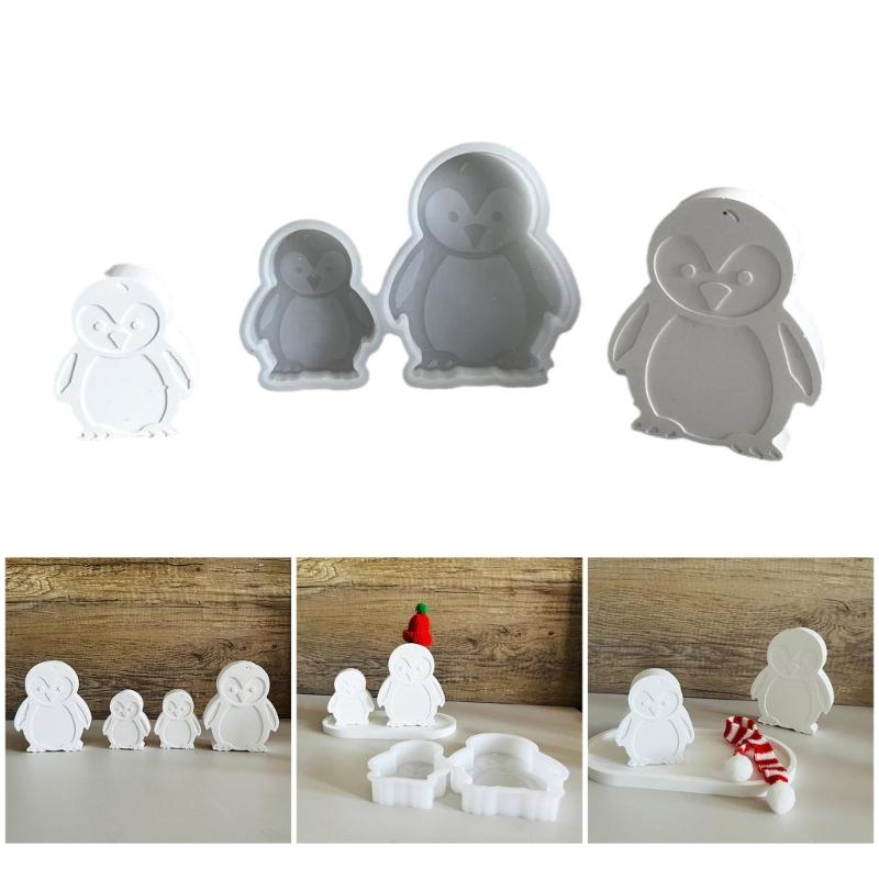 Creative Penguins Sturdy Silicone Mould for Candle and Soap Making Reusable Craft Ornament for Home Decoration