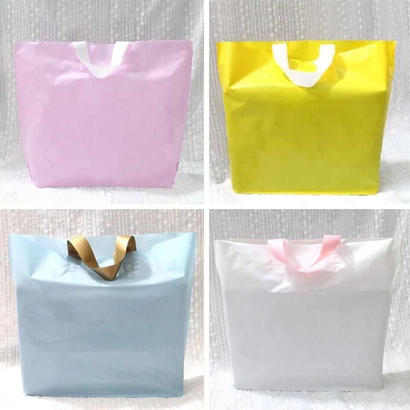 Thick Colored Tote Pocket Plastic Gift and Clothing Packag Bags Shopping Pouch DIY Handmade Clothing Stationery Dessert Cake Multi Functional Handbag