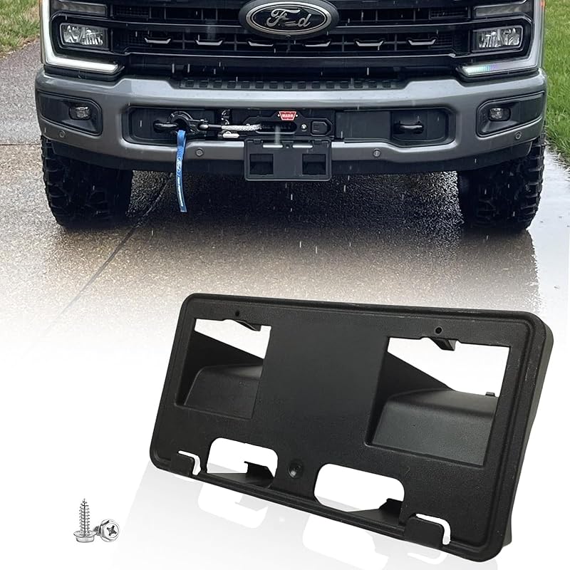 Front License Plate Frame For Ford F250 F350 F450 F550 Super Duty 2024 2025 2026 NO Drill Front Bumper License Plate Holder Mounting Bracket Cover
