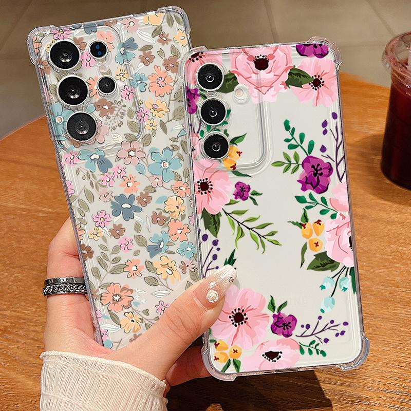 Romantic Garden Pattern Phone Case For Samsung Galaxy S26 S25 S24 S23 Ultra S22 Plus S21 S24 S25 FE Clear Shockproof Soft Cover