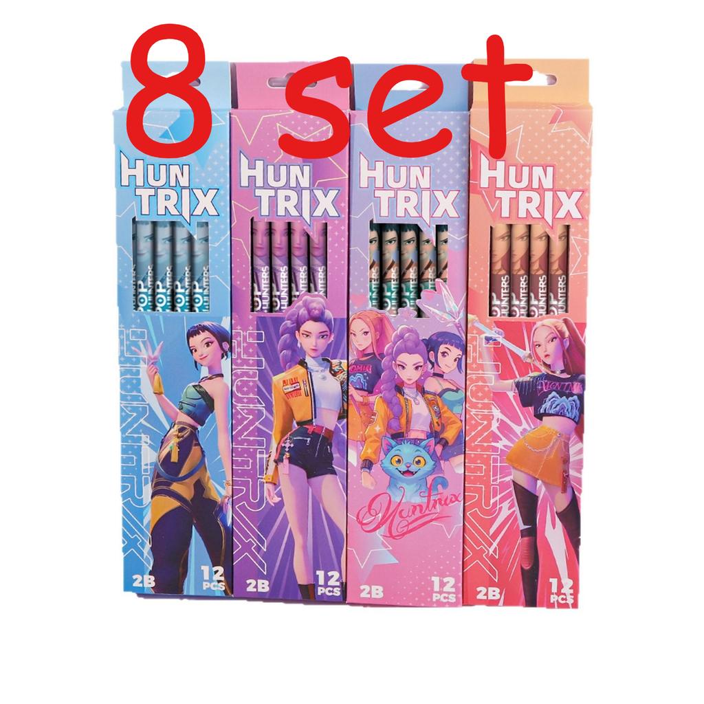 12 Pcs/Set K-POP Demon Hunters Movie Character Black Pencils, Peripheral Stationery Gift for Students & Children