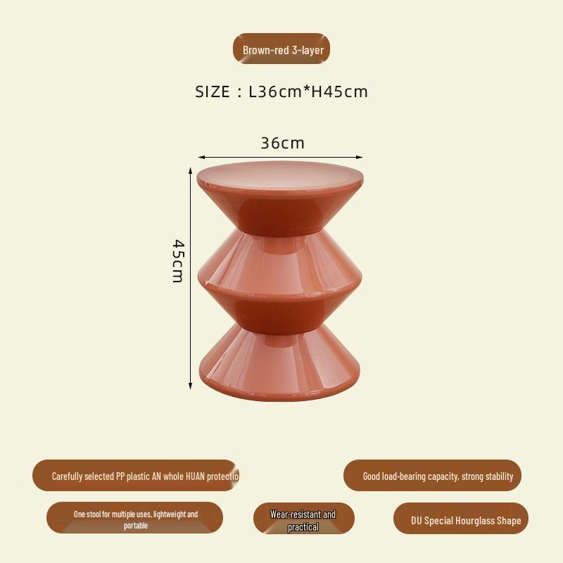 Nordic Hourglass Living Room Bench - Creative Plastic Bedside Stool for Small Apartments, Simple Shoe Changing Seat, Entrance or Household Use.