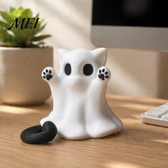Lustige Geschenke für Katzenliebhaber Halloween Geisterstatue, Niedliche Figur, Cartoon-Thema Zimmerdekoration Spukige Dekoration für Zuhause Büro Schreibtisch Dekoration Statue