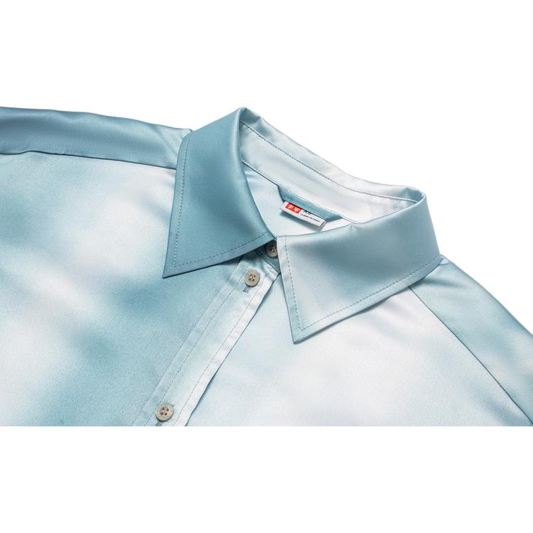 Li Ning Color Block Pointed Collar Casual Long Sleeve Shirt Women Shirts Silver ASHT504-2