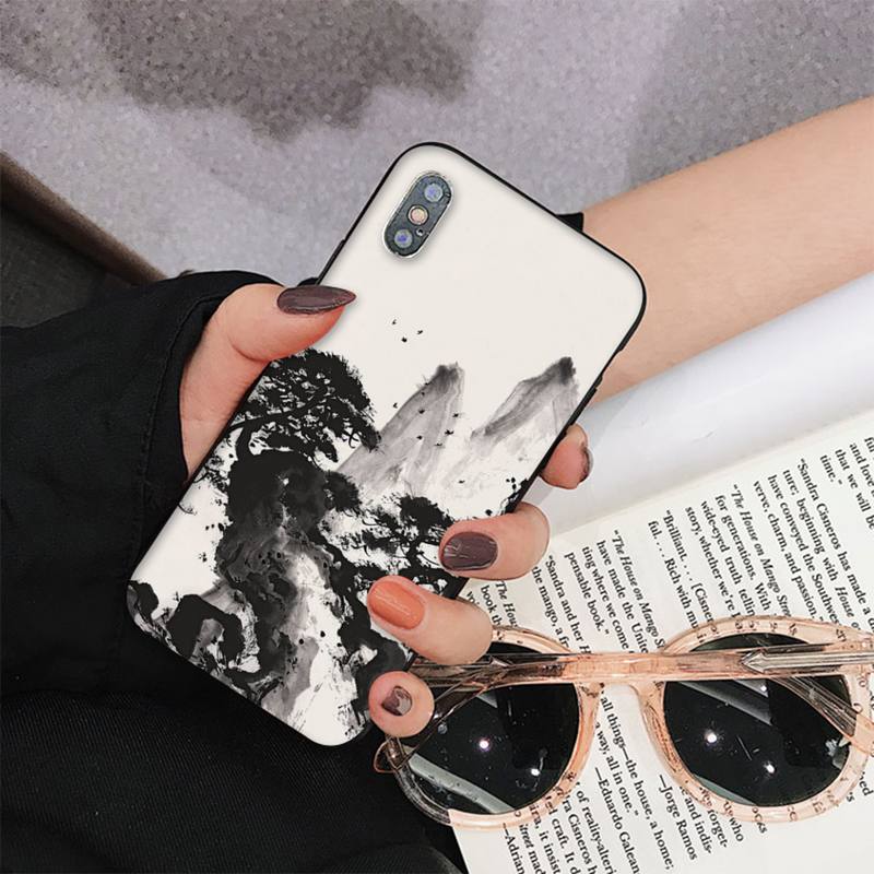 Chinese Style Ink Painting Phone Case for iPhone 11 12 13 Mini Pro Max 8 7 6 6S Plus X 5 S SE 2020 XR XS 10 case
