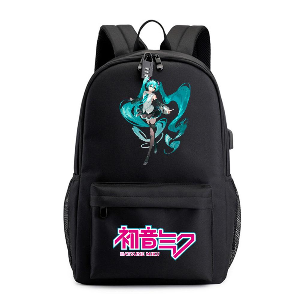 Anime Tegneserie Hatsune Miku Trykt Ryggsekk for Tenåring Student Skoleveske Kvinner Stor Kapasitet Vanntett Reisesekk Gave