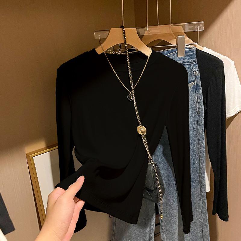 

Warm polished inner long-sleeved T-shirt women s bottoming shirt, spring slim and thin basic crew neck top XL