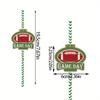 24 Stück Super Bowl Fußball Strohhalm Thema Dekoration Einweg Strohhalm Einstecker Flagge